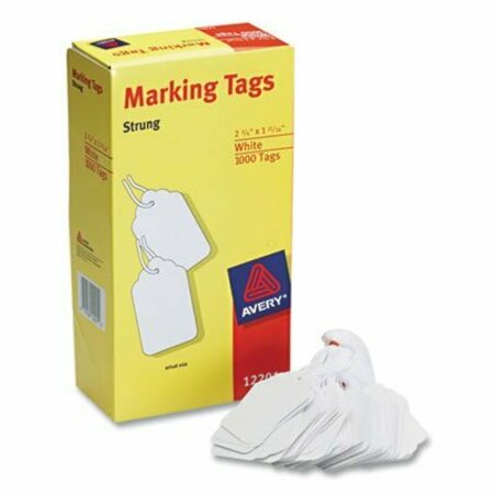 AVERY DENNISON Avery, Medium-Weight White Marking Tags, 2 3/4 X 1 11/16, 1000PK 12201